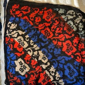 Colorful Floral Pattern Vintage Scarf  (35”x35”)